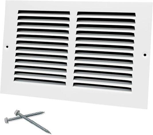 10"W x 6"H [Duct Opening Size] Steel Return Air Grille, Air Return Vent Cover for Ceiling and Sidewall - HVAC Air Vent Covers - [Outer Dimensions: 11.75"W x 7.75"H]