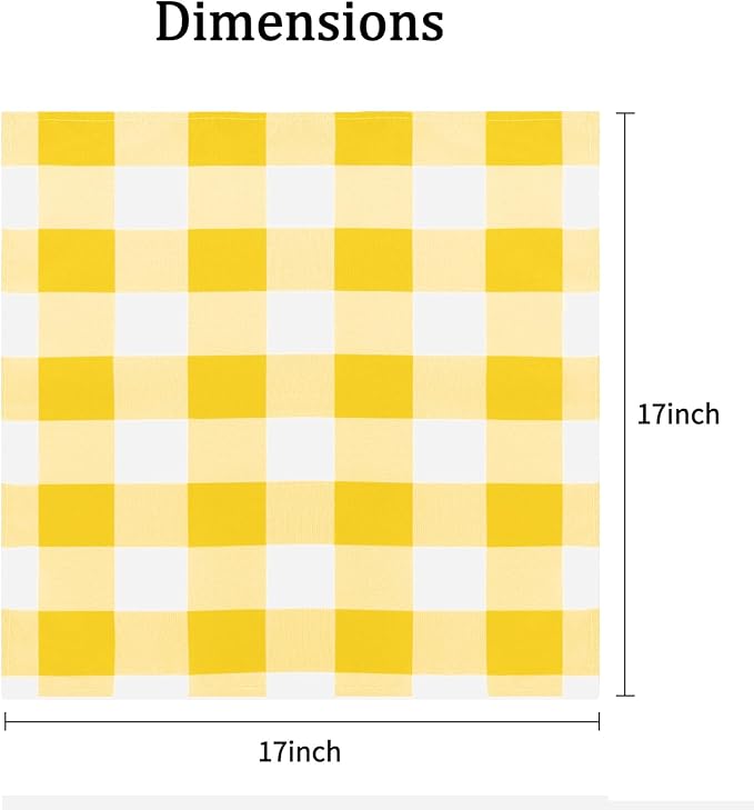 Buffalo Plaid Table Napkins Set of 100 Checkered Cloth Napkins 17x17 inch Washable Dinner Gingham Pattern Napkins Soft Napkins for Wedding Party Dining Banquet(Yellow and White)