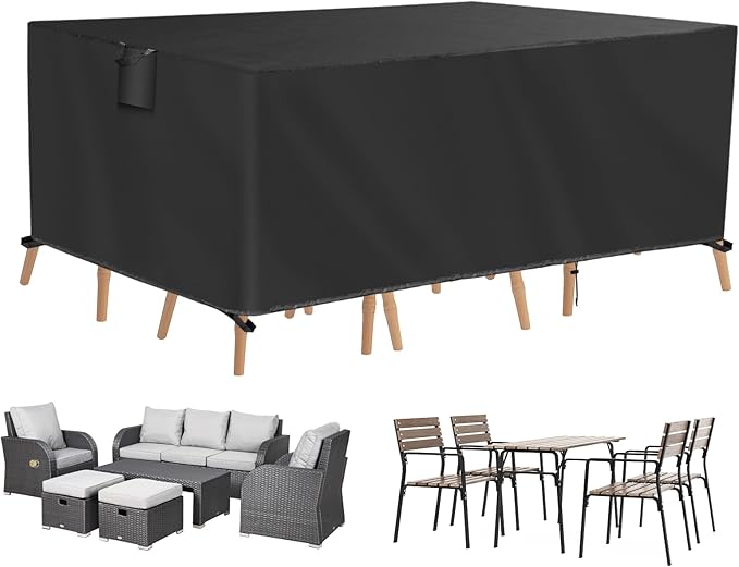 TUOKING Outdoor Furniture Covers Heavy-Duty 420D Waterproof Cover,All-Weather Patio Furniture Protector for Sofa,Chairs & Table-UV-Resistant,Anti-Tear Dustproof Covers (Black, 106"L x 71"W x 35"H)