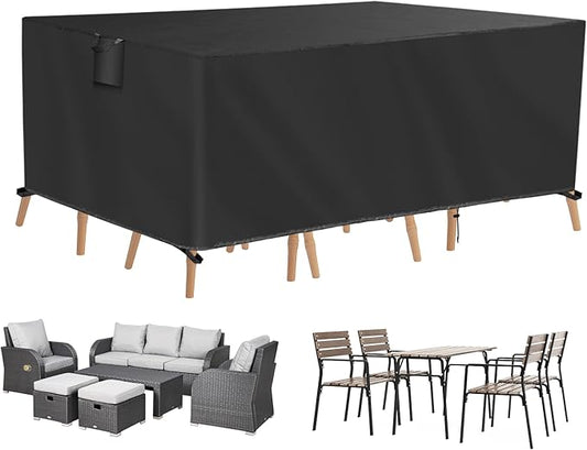 TUOKING Outdoor Furniture Covers Heavy-Duty 420D Waterproof Cover,All-Weather Patio Furniture Protector for Sofa,Chairs & Table-UV-Resistant,Anti-Tear Dustproof Covers (Black, 84"L x 52"W x 29"H)
