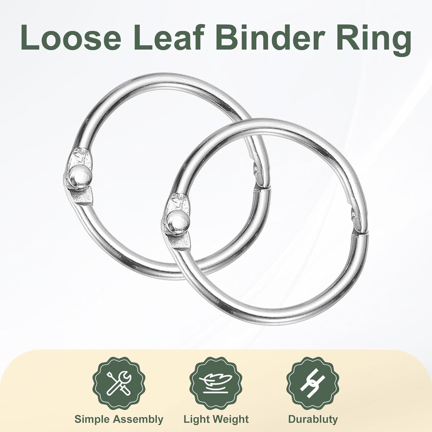 PATIKIL 1" x 1.22" Loose Leaf Binder Rings, 30 Pcs Metal Book Rings Nickel Keychain Ring for Paper Index Cards Flash Card Notebook Rings Office Home Book Binder, Silver Tone