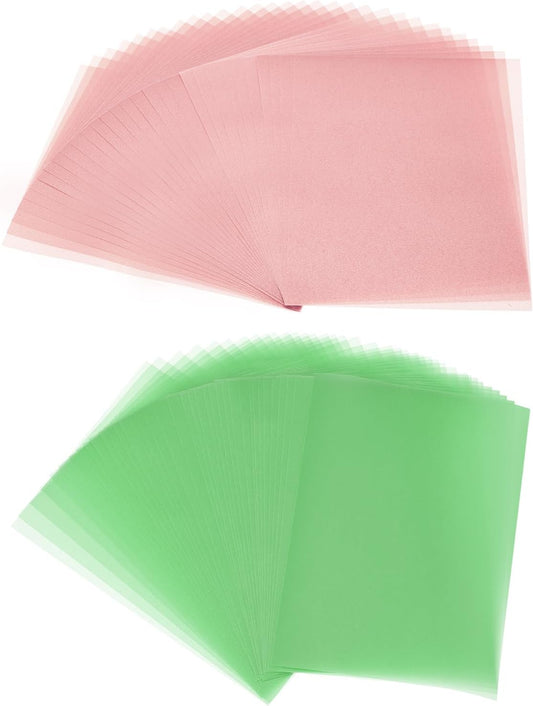 PATIKIL 60 Sheets Vellum Paper 8.5x11inches, Printable Translucent Paper 100GSM Colored for Invitations Laser Inkjet Printing Card Making Crafting Wedding Tracing, Green/Pink