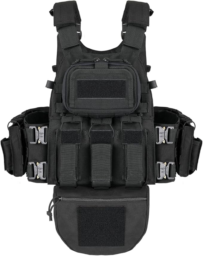 BOMTURN Great Tactical Outdoor Vest for Men Multifunctional Modular Molle Vest with Metal Buckles