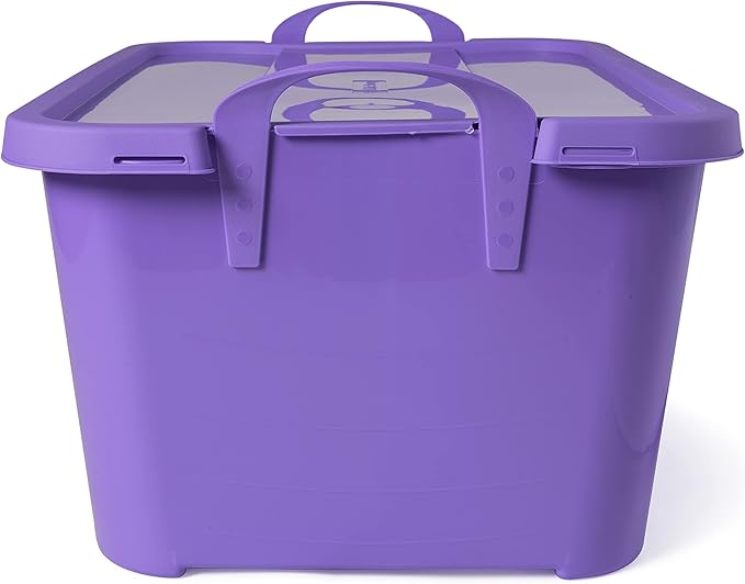 Life Story 6 Pack Light Duty Stackable Storage Bin, 55 Quart Home Organizer, Versatile Lightweight Locking Bins with Carrying Handles, Purple
