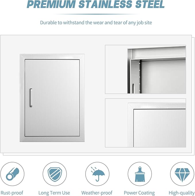 Outdoor Kitchen Door, 17 "W23 H Outdoor Kitchen Access Door, Stainless Steel Barbecue Single Door, Can Be Used for Outdoor Kitchen Island Or Outdoor Kitchen