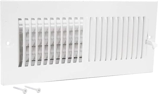 EZ-FLO 12 x 4 Inch (Duct Opening) Air Vent Cover for Wall or Ceiling, Two-Way Ventilation Register, Solid Steel HVAC Register Cover, White, 61611