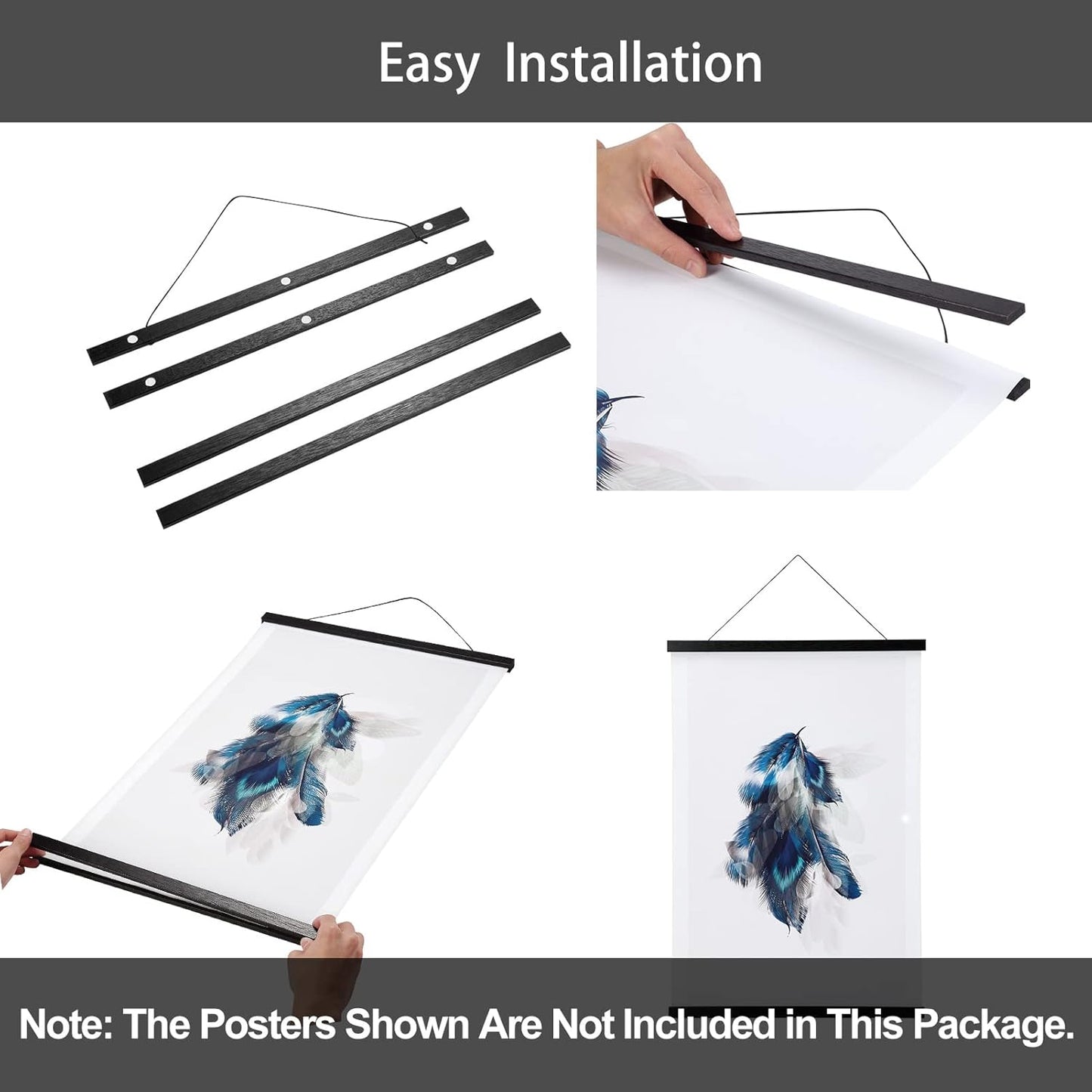 WITCOLOR Magnetic Poster Hanger Frame, 20" Wide Magnetic Hanging Frames 20x28 20x30 20x20 20x16 20x24 Magnet Poster Holder for Wall Hang Poster (Black)