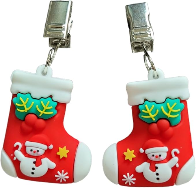 TwoFish Home Set of 4 Christmas Boots Tablecloth Weights Clips Handicraft Christmas Boots Tablecloth Clamps Pack of 4