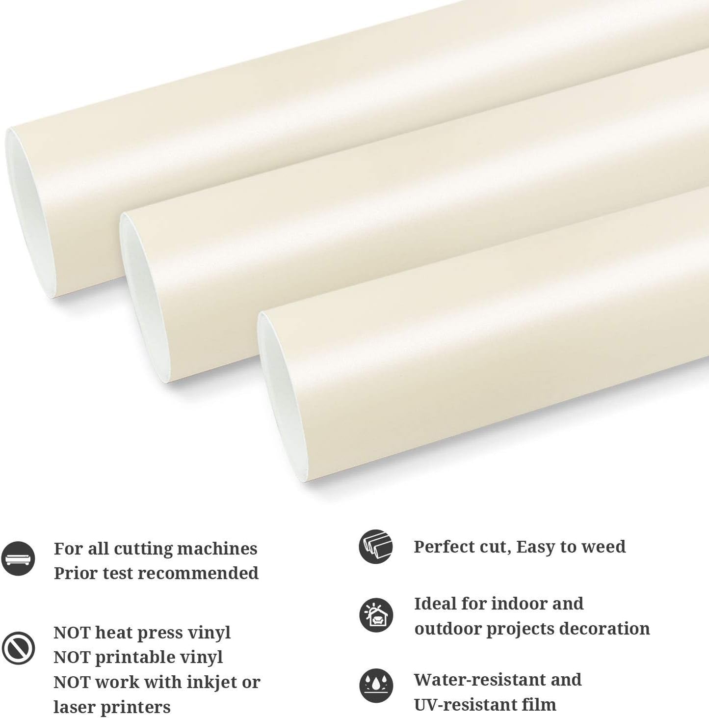 TECKWRAP Permanent Adhesive Vinyl 12" x 10ft, Matte Ivory White