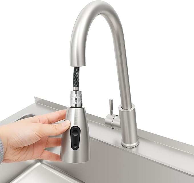 LOYALHEARTDY Stainless Steel Utility Sink 35.8" with Hose Hook Up ，Heavy-Duty Outdoor Sink Station for Laundry/Camping/Outdoor Kitchen, 201 SS Hand Washing Station & Kitchen Basin