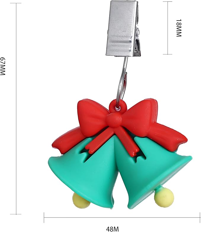 TwoFish Home Set of 4 Xmas Bell Tablecloth Weights Clips Handicraft Xmas Bell Tablecloth Clips Pack of 4
