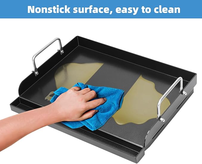 Universal Griddle Plate for Gas Grill – Premium Ceramic Coating Cooking Griddle for Gas Stove/Charcoal/Electric, 17x13 Inches, Flat Top Plate Insert for Outdoor Grill