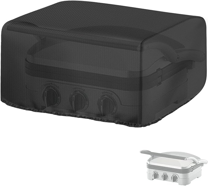 Panini Press Cover for Cuisinart Panini Press GR-4NP1, Waterproof Sandwich Maker Cover Indoor Grill 5-in-1 Stainless Steel Griddler Covers - 14" L×13" W×7" H, Black
