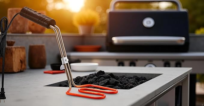 Electric Charcoal Starter for Grill – Mata Leon Premium BBQ Grills Fireplace Tools Easier & Quicker Ignite Lump Coals Briquettes | NO Sparks or Ash | Durable 304 Heat Element Coils with 5ft Long Cable