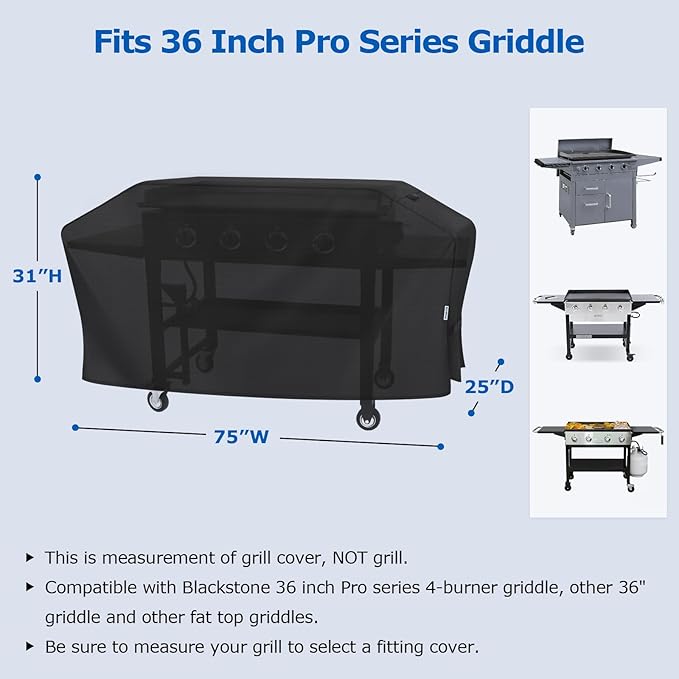 SunPatio Griddle Cover for Blackstone 36" Pro Series, Outdoor Barbecue Flat Top Gas Grill Cover 75 Inch for 4 Burner Cooking Station, Waterproof All Weather Protection