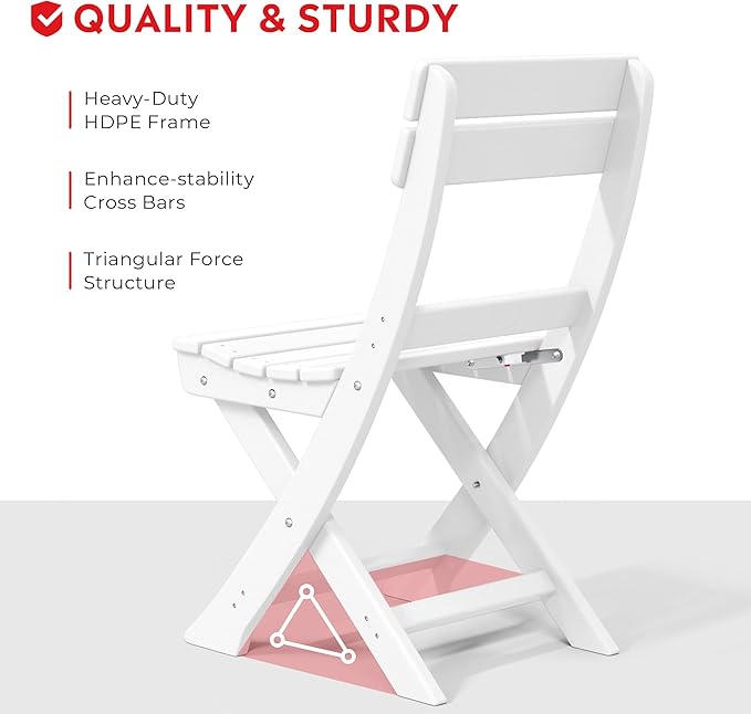Costaelm Paradise 3-Piece Outdoor HDPE Folding Patio Bistro Table and Chairs, White