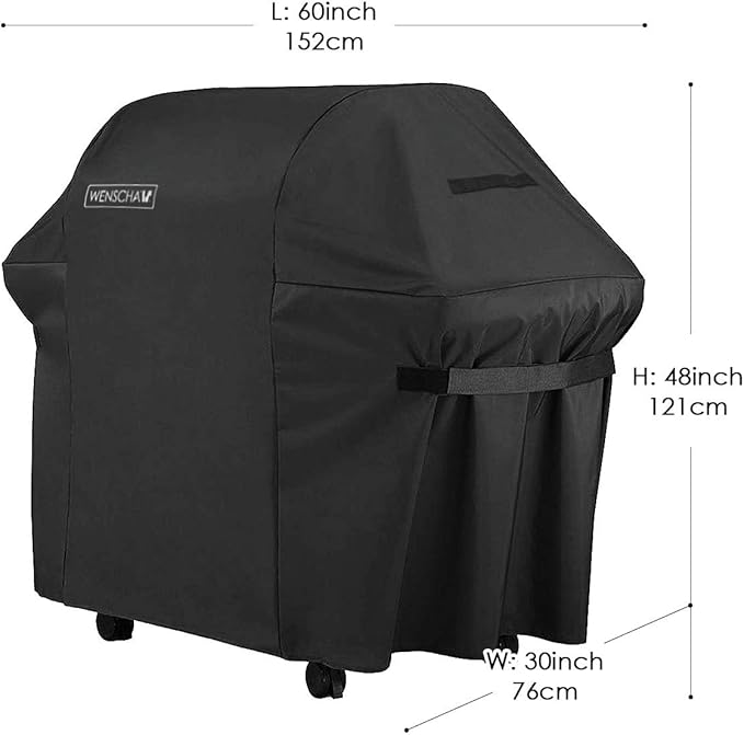 60 Inch BBQ Grill Cover, Wenscha Premium Barbecue Gas Grill Covers Heavy Duty Waterproof, 60x30x48 Inches, UV & Fade & Rip Resistant, Fits Most Brands of Grill - Black