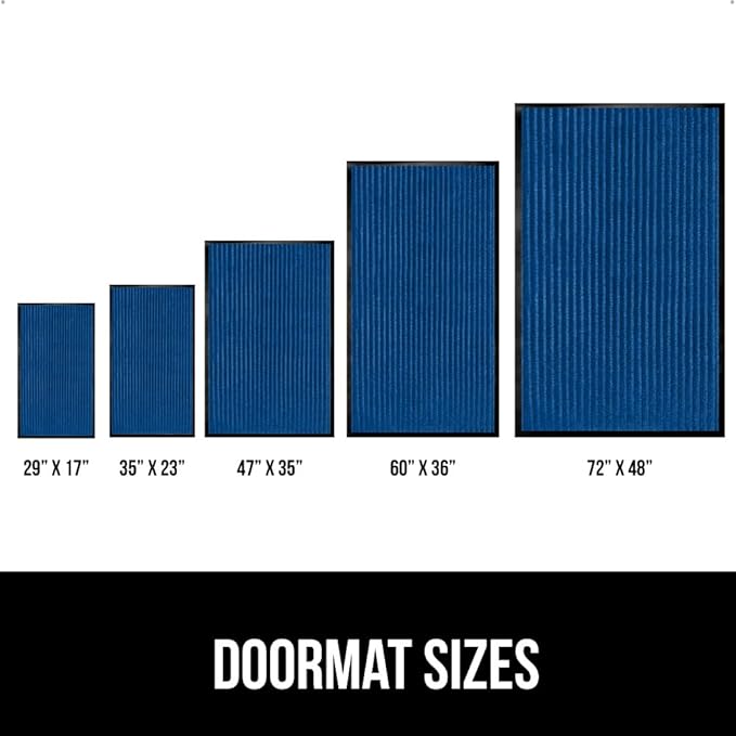 GORILLA GRIP Waterproof Traffic Guard Door Mat, 2 Pack Heavy Duty Entryway Mats, Strong Rubber Back Commercial Utility Rugs for Office Hallway, Garage Floor and Home, Low Profile Carpet, 29x17, Blue