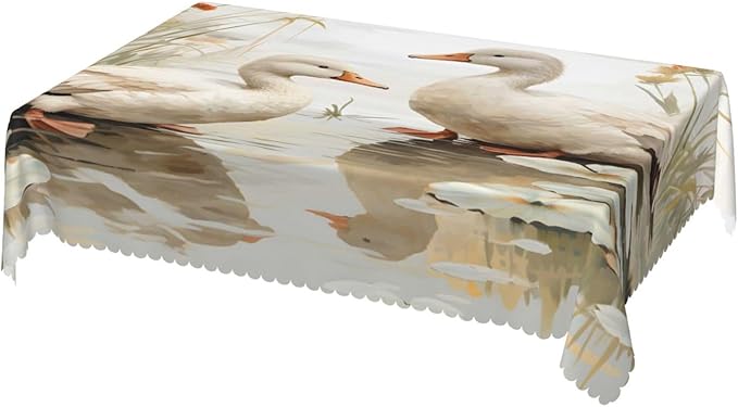 Rectangle Table Cloth Retro Duck Waterproof Tablecloth 54 x 72 in Washable Table Cover for Home Kitchen Wedding Dining