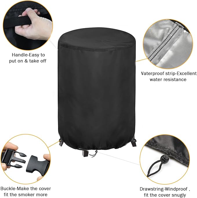 Smoker Cover Fit for Charbroil The Big Easy TRU-Infrared 3-in-1 Smoker, Waterproof Grill Cover Outdoor Smoker Covers (23" D x 23.5" W x 36" H)