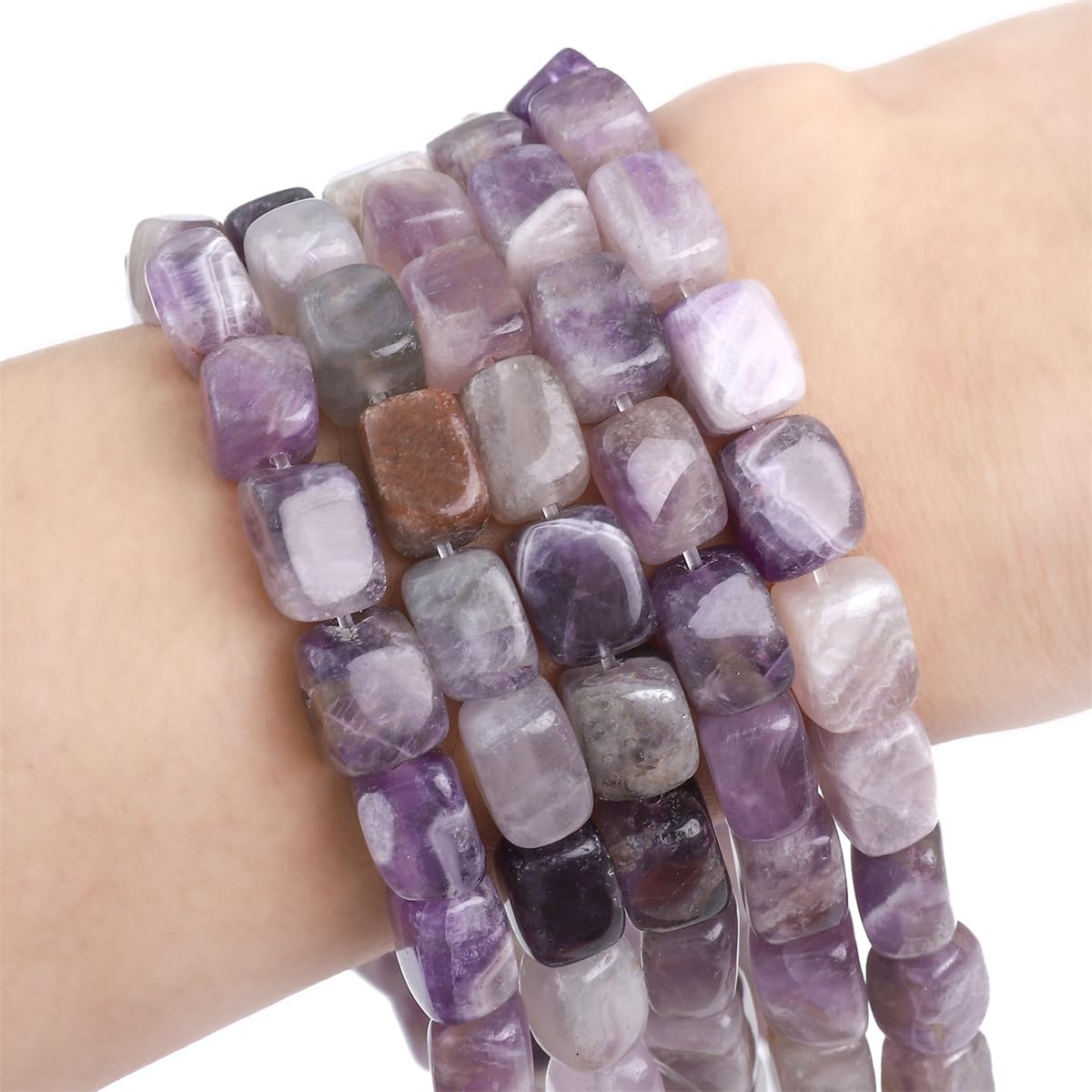 Natural Amethyst Cuboid Stone Loose Semi Gemstone Beads for Jewelry Making 8mmx12mm 38cm/Strand