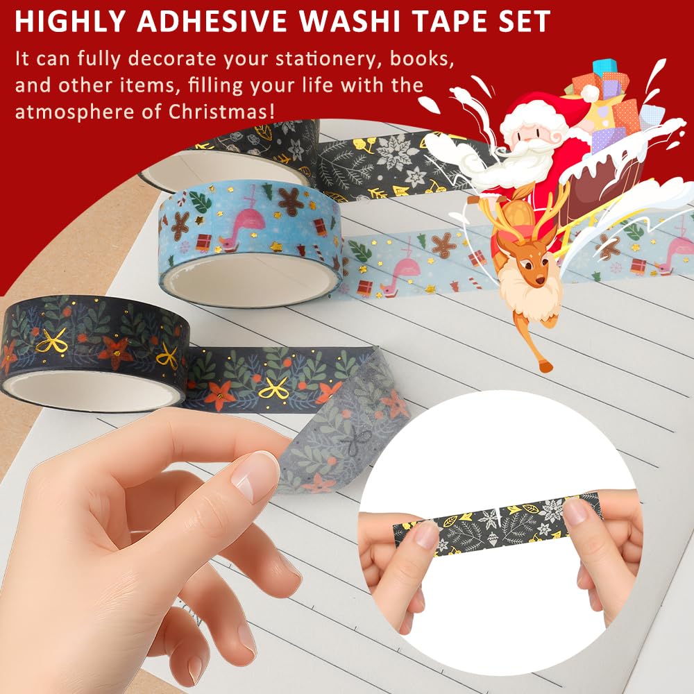 Christmas Washi Tape Set 17 Rolls Holiday Washi Tape for Journaling Decorative Tapes Christmas Duct Tapes Designs Gifts for Daughter Gifts for Friends Stocking Stuffer for Women