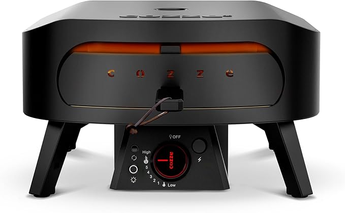 13" Gas Pizza Oven with Rotating Pizza Stone for Easy Restaurant-Style Pizza at Home – Triple Burner, Built-In Thermometer, Fast 15-Min Preheat, Portable Outdoor Pizza Oven