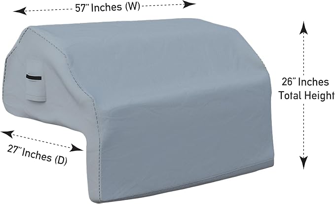 Covers & all Built-in Outdoor Grill Cover, Durable Heavy Duty 18 Oz Waterproof Cover Tuff Material with Air Pocket & Elastic for Snug Fit (57" W x 27" D x 26" H inches, Gray)