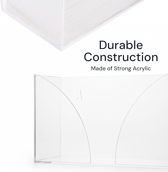 Acrylic Paper Towel Holder Countertop - Clear Folded Hand Towel Dispenser for Bathroom & Kitchen - Fits Multifold, Z-Fold, C-Fold Napkins - Small Space Organization Guest Tray