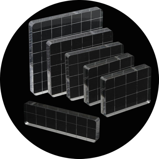 Pine & Linen 6 Pack Clear Stamp Blocks, Acrylic Tools Grid Lines Set, Scrapbooking Crafts for DIY Crafts/Scrapbooking/Card Making/Ornaments/Stamping Projects(Style-2)