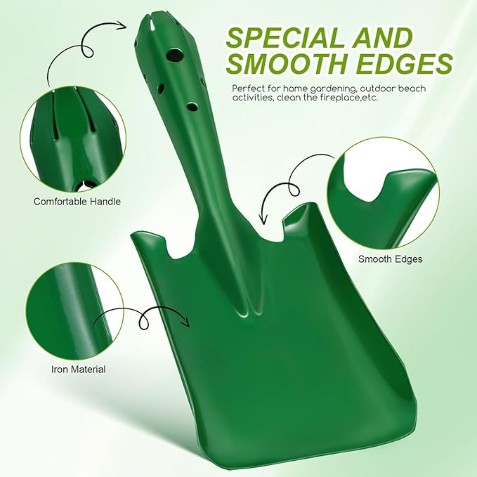 BESPORTBLE Ash Scoop for Fireplace, Fire Pit & Wood Stove – Small Iron Coal Hand Shovel, Compact Metal Cleaning Tool, Green