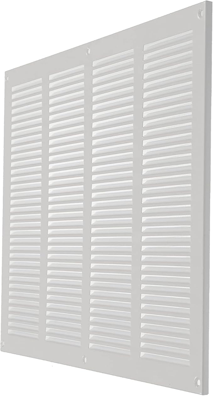 Repa Market Air Vent Cover 16x12 Inch (Outer Dimensions) White Galvanized Steel Louvered Grill Cover with Mesh Screen/Wall or Ceiling Vent/HVAC Register for Indoor and Outdoor Ventilation