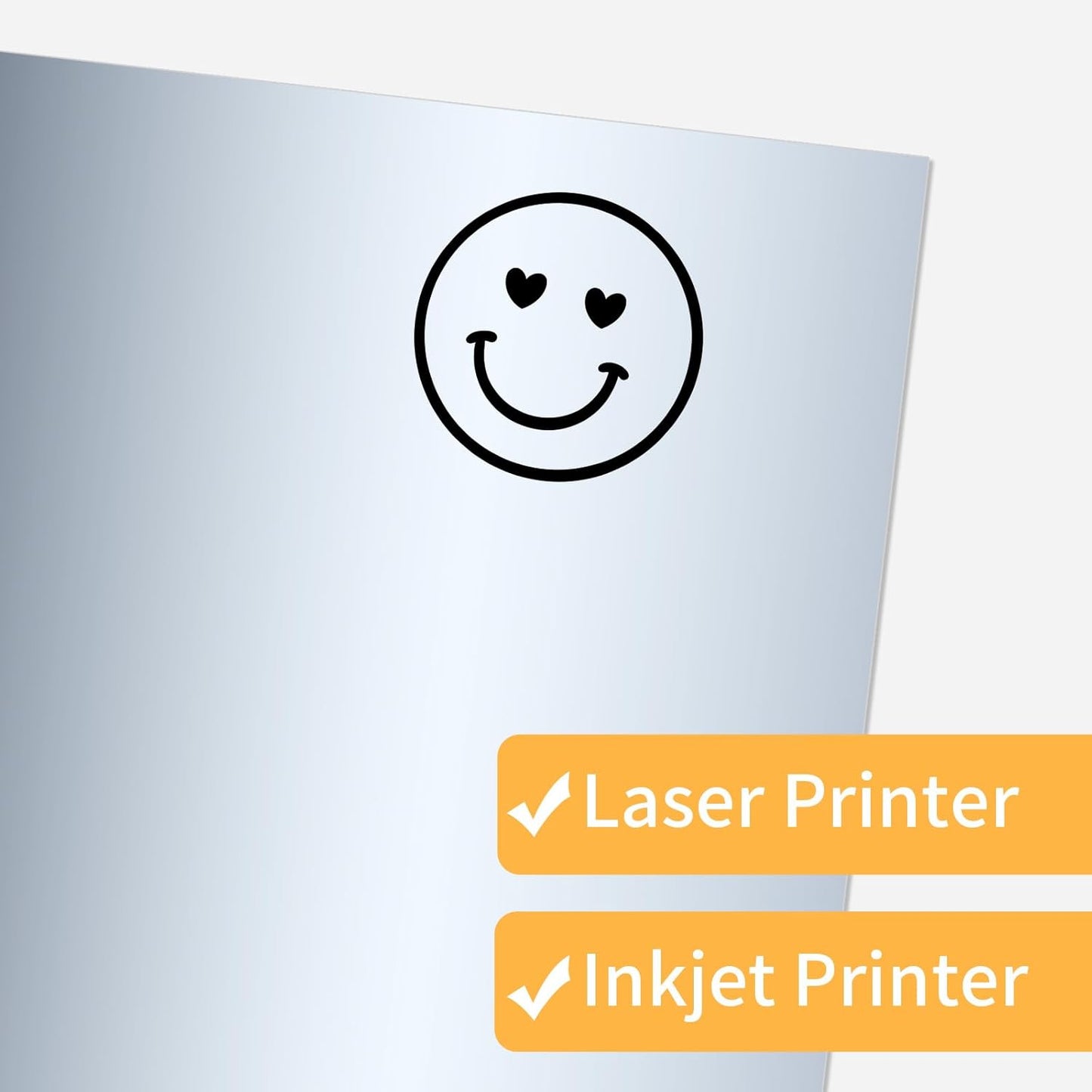 Silver Printable Sticker Paper, 20 Sheets Printable Silver Sticker Paper, Laser/Inkjet Printing-Letter Size (8.5" x 11")