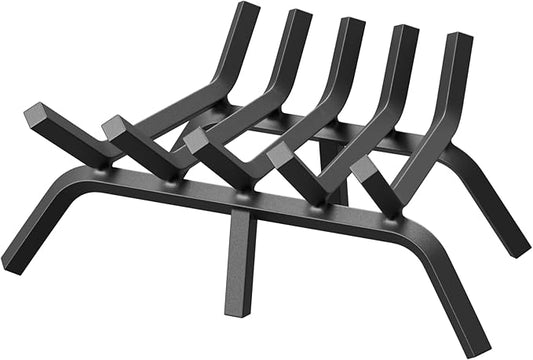Fireplace Grate 17 Inch, Solid Steel Heavy Duty Fireplace Log Holder with 6 Support Legs, Fireplace Log Grate for Indoor Fireplace & Outdoor In-ground Firepit