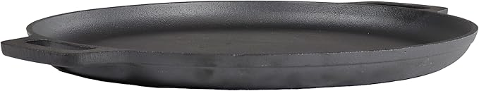 Sunnydaze 13.75-Inch Pre-Seasoned Cast Iron Pizza Pan with 2 Side Handles for Cooktop, Oven, and Grill