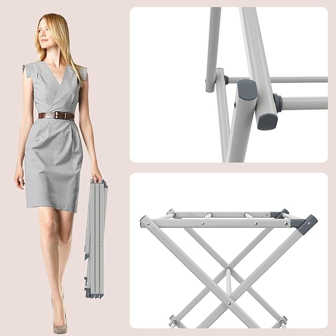 Drying Rack for Laundry, Foldable Clothes Drying Rack, Small Collapsible Dry Rack for Clothes, Use for Indoor & Outdoor Drying Clothes, 40"x29"x14.5"(White)