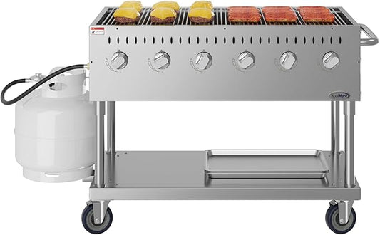 48 in. Commercial Mobile Outdoor Grill Stainless Steel, ETL Listed in Stainless-Steel (KM-CGM-48)