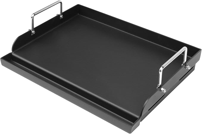 25" x 16" Griddle Plate for Gas Grill - Nonstick Coating Cooking Griddle for Charcoal/Electric Grill, Large Universal Flat Top Plate with Grease Groove and Removable Handles