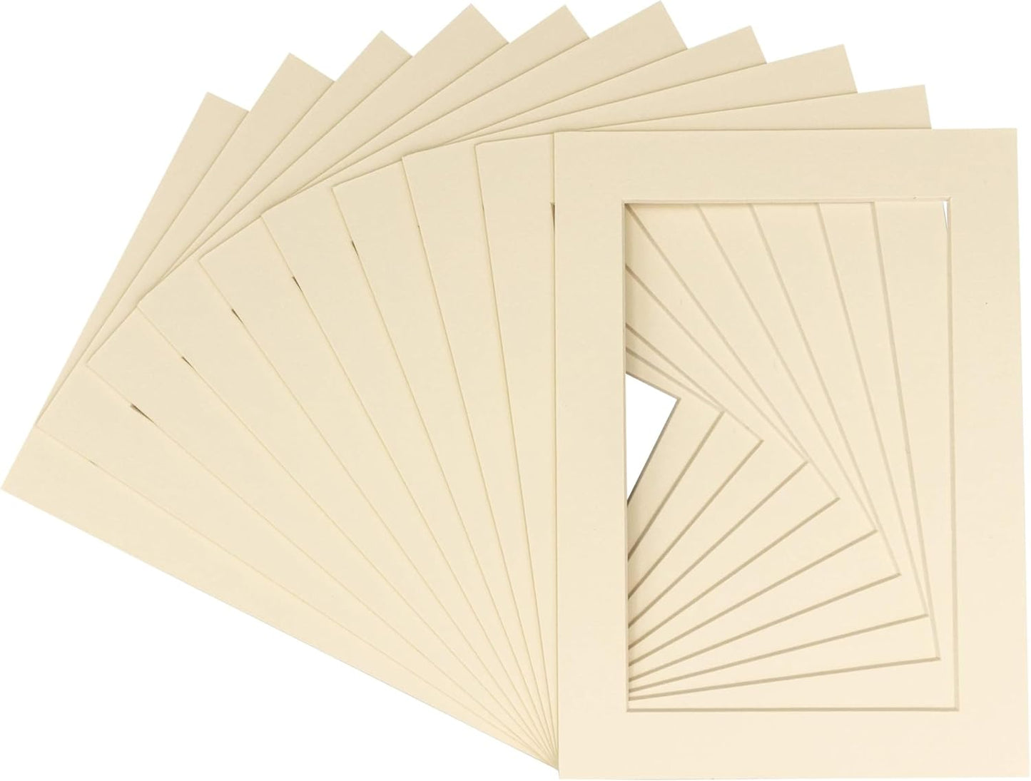 5x7 Mat for 8.5x11 Frame - Precut Mat Board Acid-Free Show Kit with Backing Board, and Clear Bags Textured Cream 5x7 Photo Matte For a 8.5x11 Picture Frame Matboard for Framing, Pack of 25 Mats