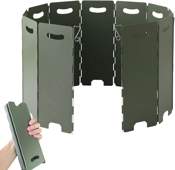 Stove Windshield - Camping Stove Wind Blocker, 11 Plates Windproof Screen | Portable Cooking Wind Barrier, Lightweight Folding Gale Shield for Backpacking, Picnic, Hiking, Outdoor Meal Setup