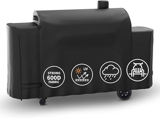 Hisencn Grill Cover for Pit Boss Pro Series Triple-Function Combo Grill PB1100PSC2, PB1100PSC1, Heavy-Duty Pellet Grill Smoker Cover for Pit Boss Sportman 1230 Pellet/Gas Combo Grill, Black, PB 67364