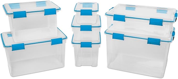 Sterilite 6-Pack Gasket Box, Weather-Resistant Storage Bins with Latching Lids, 20 Quart - Heavy-Duty Organizing Containers for Closet, Bathroom, and Office