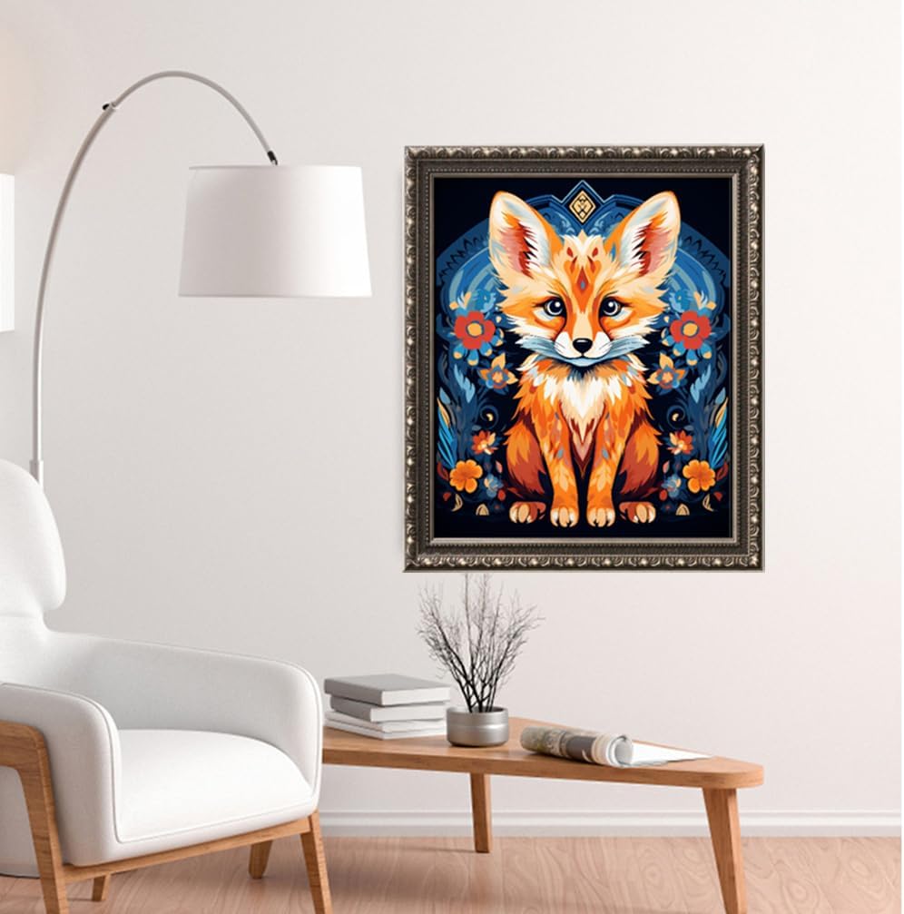 Leczany Cross Stitch Stamped Kit for Adults or Kids - Colorful Little Fox | DIY Embroidery Starter Patterns Craft Kit Needlepoint for Beginner | 11CT, 3 Strands | 13.8x16.9 inches
