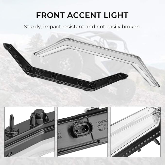 KEMIMOTO PRO XP Light Compatible with Polaris RZR PRO XP/R/Turbo R 2020-2024, LED Fang Front Accent Light ABS Easy Installation IP67 Waterproof #2884346