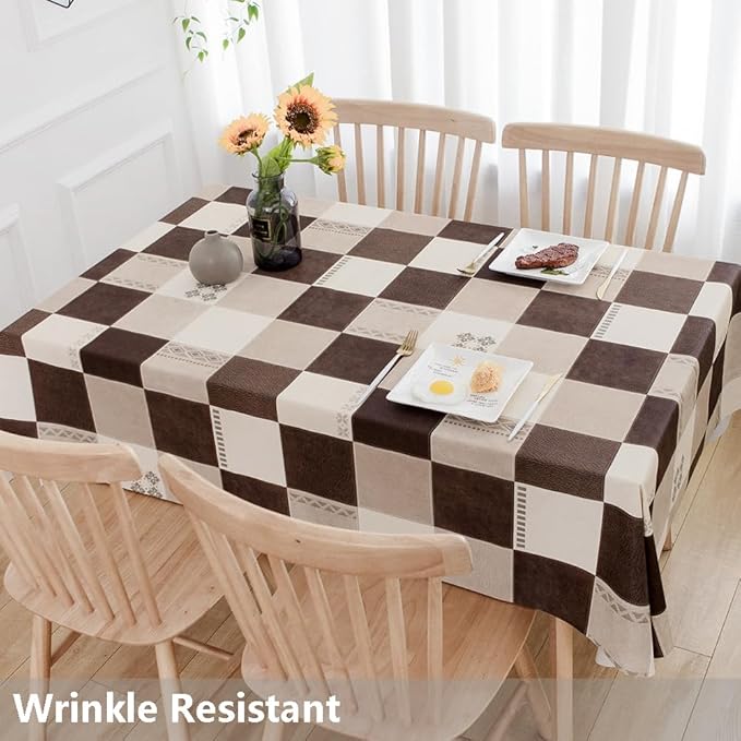 TruDelve Heavy Duty Vinyl Table Cloth Plastic Table Cloth Waterproof Wipeable PVC Plastic Tablecloths for Rectangle Tables (54'' x 84'', Lattice-2)