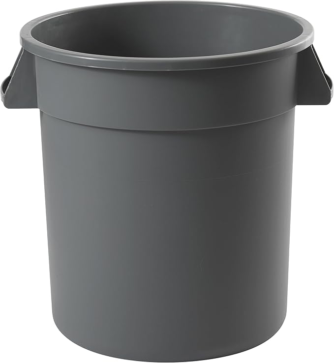 Winco PTC-10G Round Trash Can, 10 Gallon, Plastic, Gray
