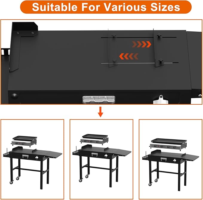 Portable Grill Table for Blackstone Griddle, 31" W x 17" D Folding Cart Stand, Adjustable Table With Paper Towel Holder, Fits 17"/22"/32" Large Space