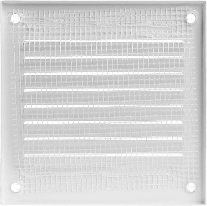 Vent Systems 4'' x 4'' Inch Pack of 5 White Air Vent Cover Metal Air Return Grill with Built in Pest Guard Screen HVAC Vent Cover for Home Improvement Vent Duct Cover 100x100 mm