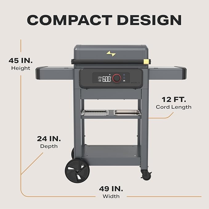 Current Model G Griddle, Smart Electric Outdoor Flat Top BBQ Grill with 200°F to 600°F Range for Searing & Roasting, Digital Precision, Apartment-Friendly & Weather-Resistant, Moon Dust