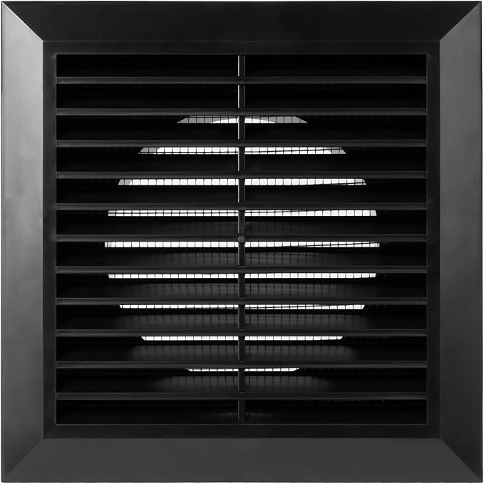Black 4" Inch Ventilation Grille - Inside/Outside use - (Flange 3.9"Ø/Cover 6.7"x6.7") - Air Vent Louver - Exhaust Hood - Available 3 Sizes / 4 Colors, Black